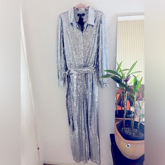 Eloquii in women’s jumpsuit suits size 22, color silver - Picture 7 of 7